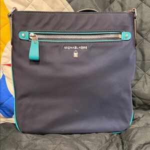 Michael Kors Navy and Teal Crossbody Bag